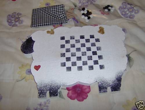 EASTER LAMB CHECKERS BOARD GAME WALL HANGING FOLK ART  