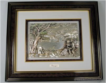 Paesaggio w/ COA ARG.925 R Silver Framed Art 26x22  