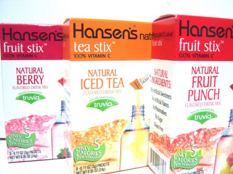 Hansens On the Go Drink Mix w/Truvia 3 Flavor Choice  