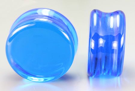 FLAT PLUGS OCEAN BLUE Glass   Price Per 1  