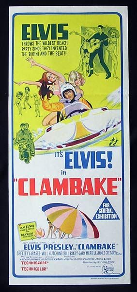 CLAMBAKE 67 Elvis Presley RARE Daybill Movie poster  