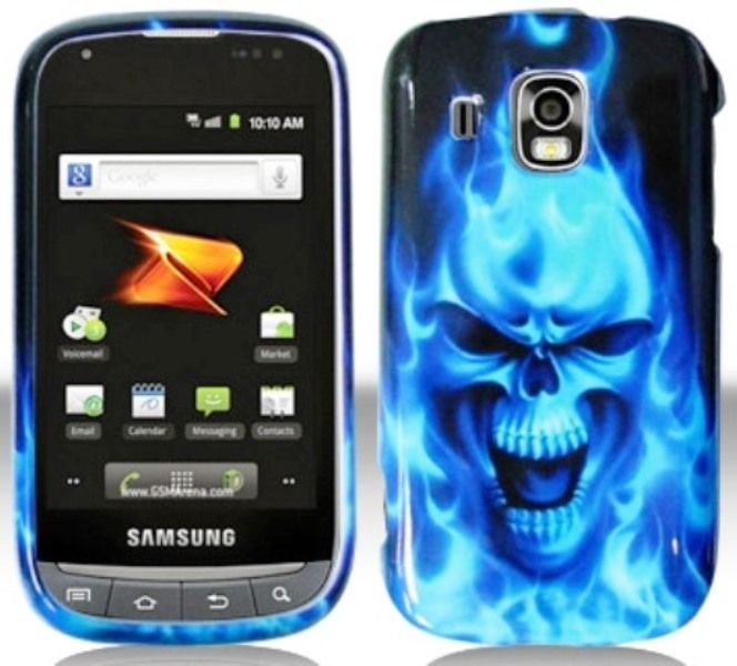 Samsung Transform Ultra M930 SPH M930 BLUE FLAMING SKULL Phone Case 