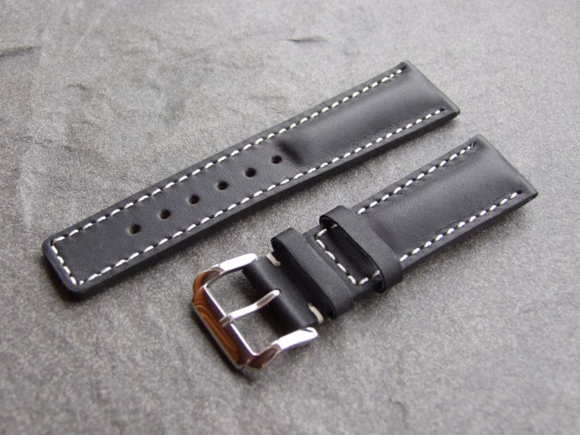 Padded and Stitched Leather Aviator Watch Strap   22mm   for BREITLING 