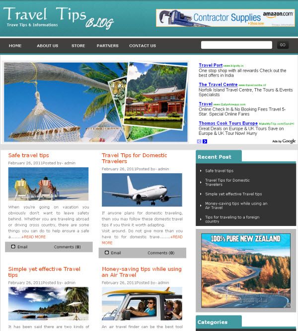 Established Travel Information Tips Website for Sale  