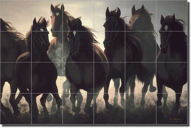 Ryan Horses Equine Art Ceramic Tile Mural Backsplash  