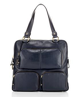 PREOWNED BLACK PATENT TODS T BAG MEDIA TOTE HANDBAG  