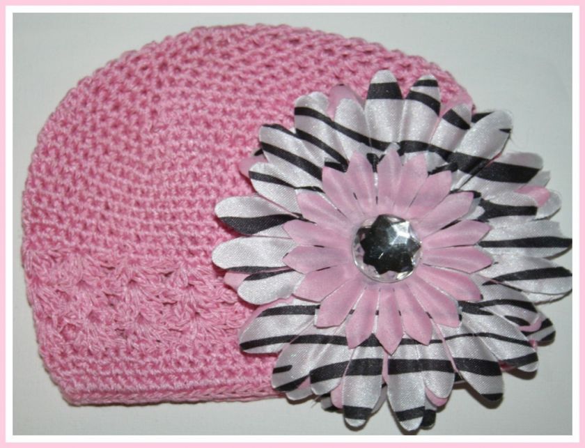 TODDLER BABY GIRL CROCHET KUFI BEANIE HAT CAP PINK  