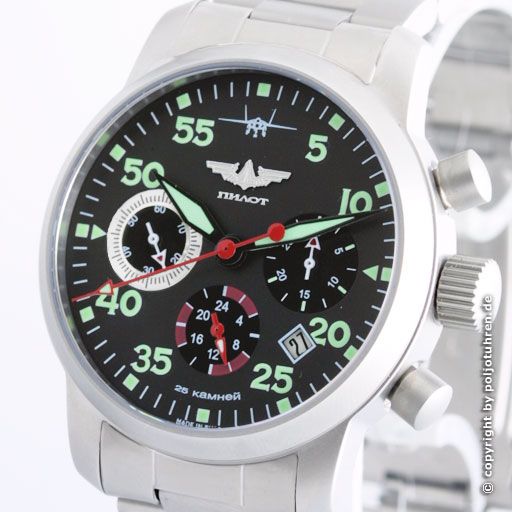 US PILOT BERKUT russian cal 31681 Aviator Chrono Saphir  