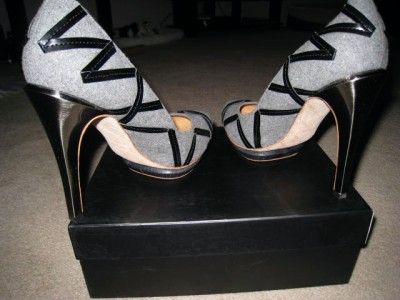 GAILI GRAY BLACK 5HEEL PLATFORM PUMP SZ 10 NIB  