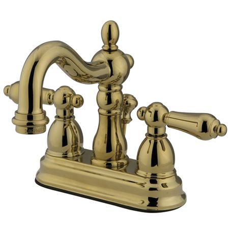 Center Set Bathroom Lavatory Faucet in Polish Brass Finish  