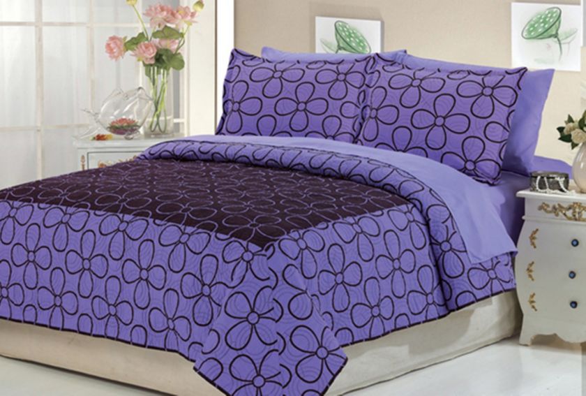 3PC Geo Block Bedspread Quilt Coverlet QUEEN Size 100% Cotton Quality 