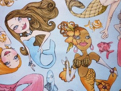 FQ PIN UP GIRLS LADIES MERMAID MERMAN FISH SEA FABRIC  