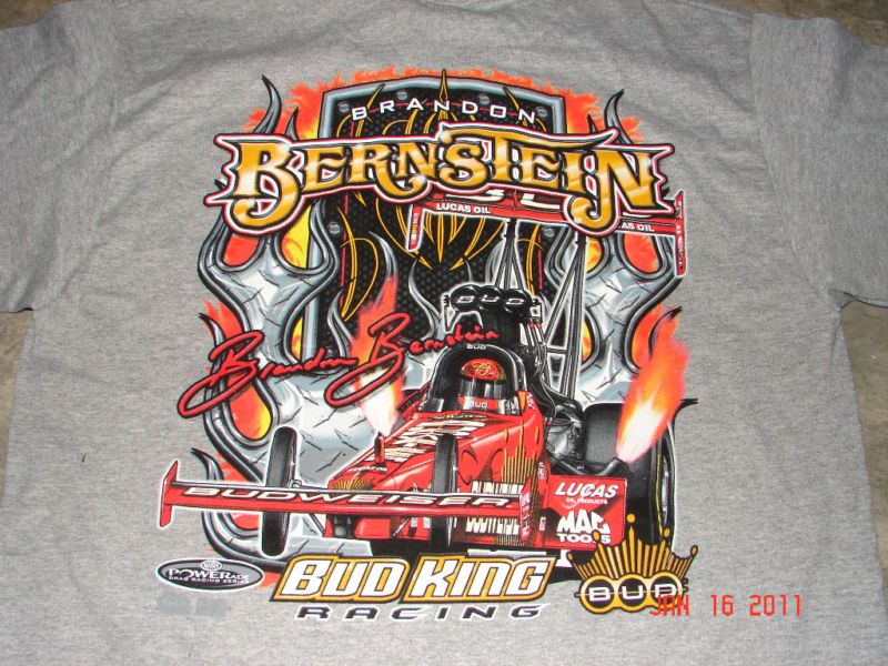 Brandon Bernstein NHRA Budweiser lot of 2 t shirts med.  