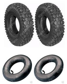 go kart mini bike tires 2 tubes 2 new 4 10 x 3 50 x 5 stud tread 2