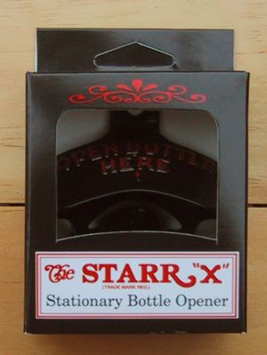 black powder coated embossed starr x open bottle here metal wall 