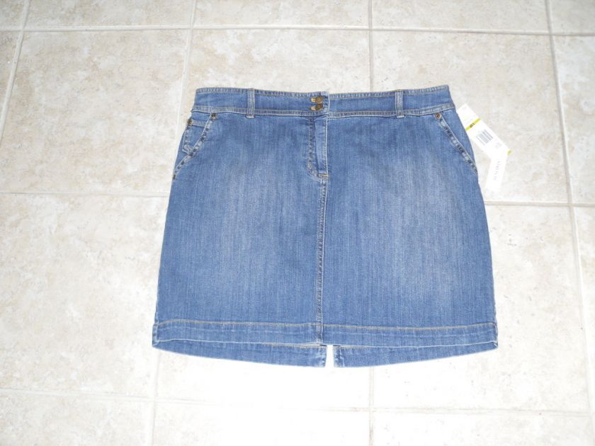 NWT~WOMANS JONES NEW YORK BLUE JEAN SKIRT SZ. 14P $44  