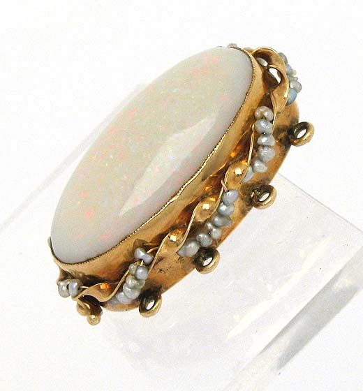 14K GOLD, 10 CT OPAL & PEARLS BRACELET NECKLACE CLASP  