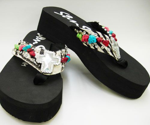 Choose your bling Sun Sole Ladies Rhinestone Flip Flops size 10 