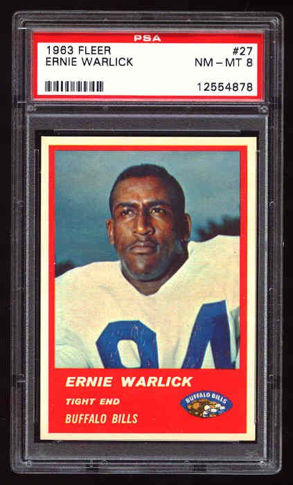 1963 Fleer AFL Buffalo Bills # 27 Ernie Warlick PSA 8  