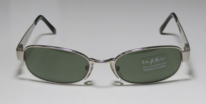 NEW BYBLOS 678 ORIGINAL SILVER TEMPLES/FRAME GREEN LENSES FASHION 