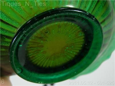 Vintage Fenton Green Carnival Glass Stippled Rays Bowl  