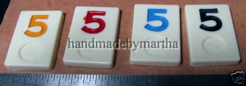   part RUMMIKUB MAHJONGG RUMMY CANASTA four #5 tiles replacement  