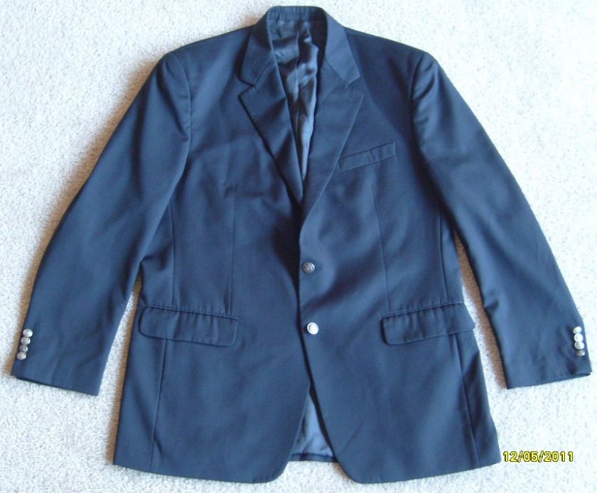   Long VAN HEUSEN Navy 100% Wool Sport Coat Blazer Double Vented  