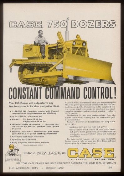 1962 Case 750 tractor bulldozer photo trade print ad  