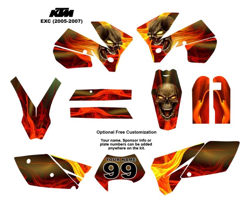 KTM EXC 2005  07 Bike Graphic Decal Sticker Kit 6666Bone  