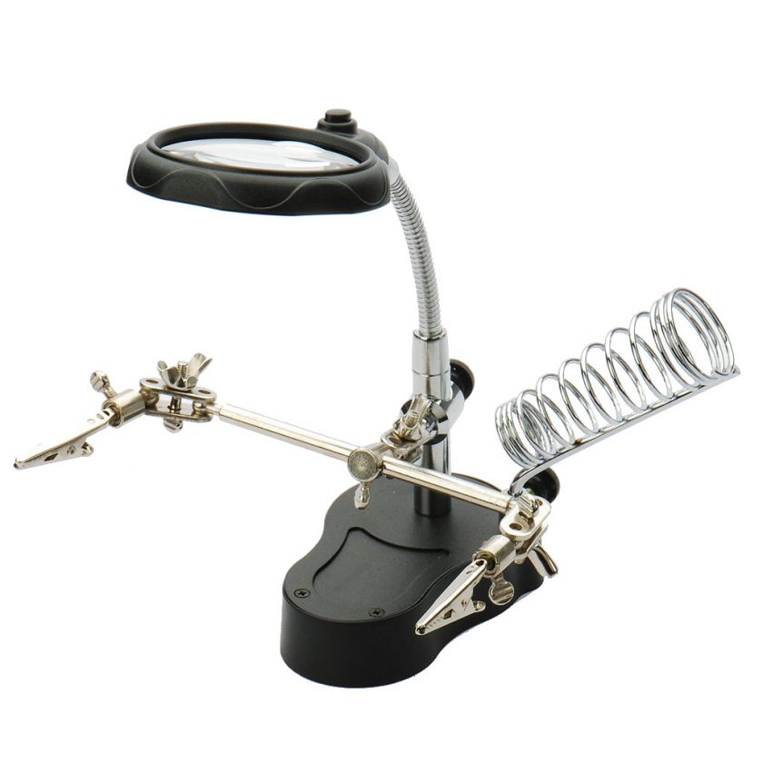   Hand Soldering Stand 2 LED White Light Magnifying Magnifier Craftsmen