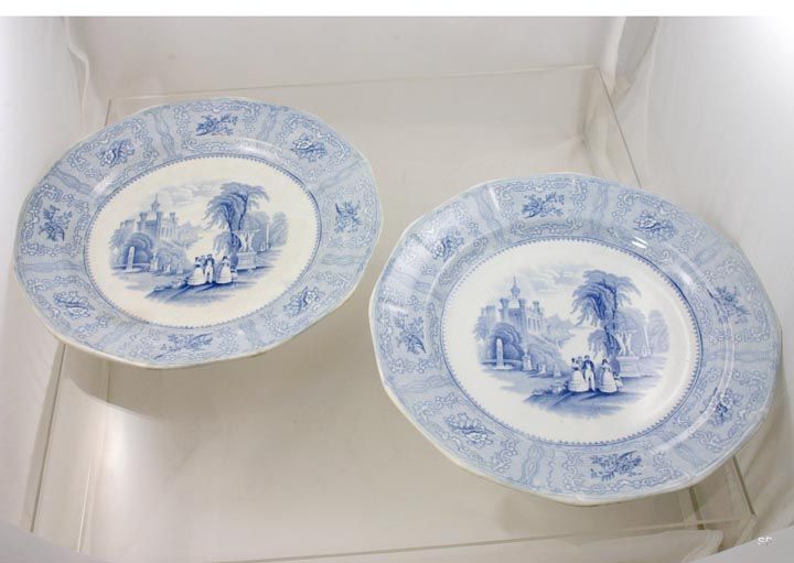 PODMORE c1840 WALKER PORCELAIN BLUE WHITE TRANSFER PLATES  