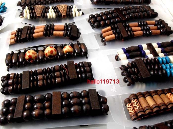 wholesale 48pcs wood hand carft bracelets  