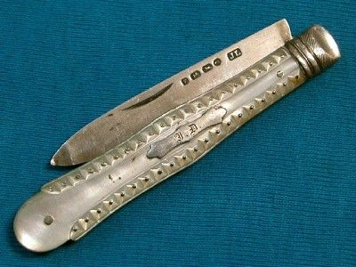   STERLING SILVER FOLDING FRUIT CITRUS BAREHEAD PEN KNIFE KNIVES  