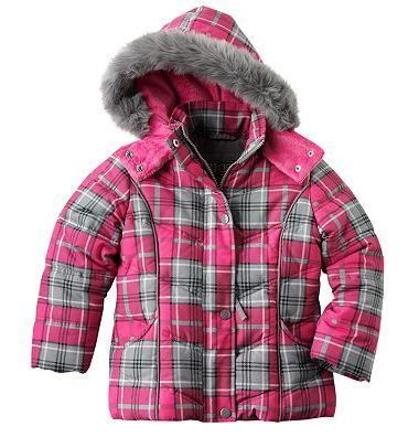 Big Chill Plaid Girls Bubble Hem Jacket Size 4 Pink/Gray 040443442708 