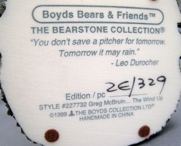 Boyds Bearstone GREG McBRUINThe Wind Up Baseball MIB  