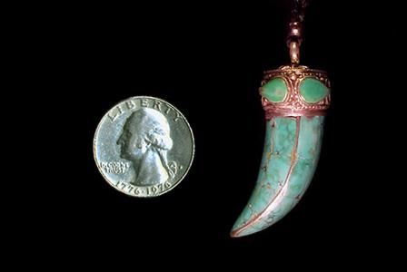 Beautiful Horn of Plenty   Cornucopia   Turquoise & Silver Pendant 