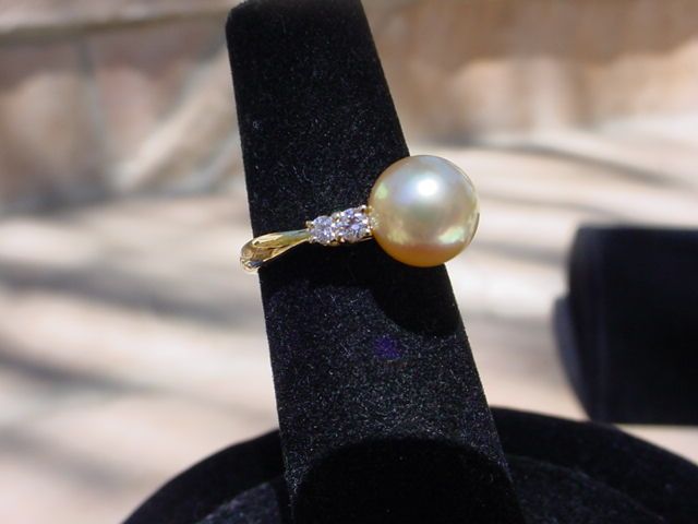 18K~MIKIMOTO~SOUTH SEA GOLDEN 8.5 MM PEARL RING~ BEAUTY  