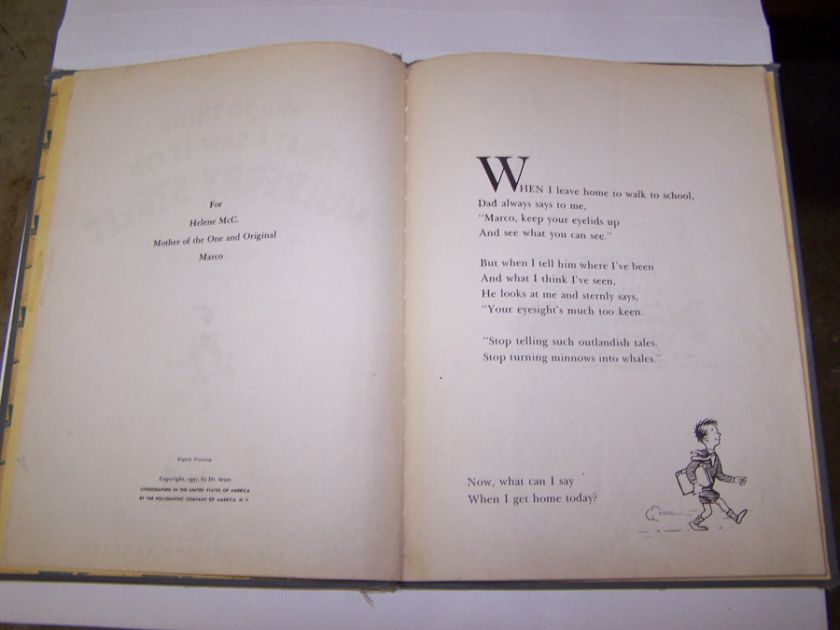 ODD Copy 1937 DR SEUSS Mulberry Street 8th Printing  