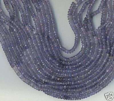 13.5 STRAND 4MM FACETED TANZANITE RONDELLE BEADS  