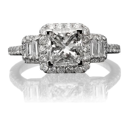 76 CT PRINCESS CUT DIAMOND VINTAGE ENGAGEMENT RING  