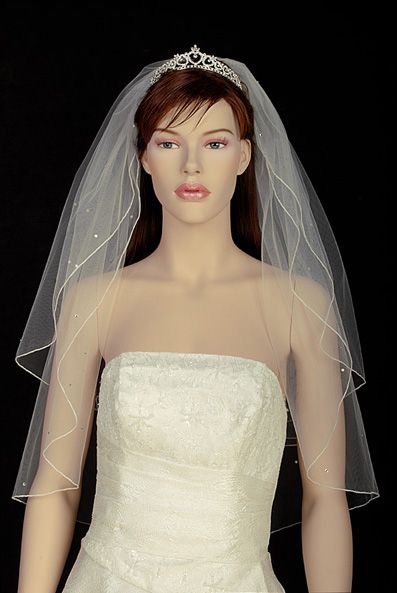 2T White /Ivory Wedding Bridal Veil Rhinestone Tiara ir  