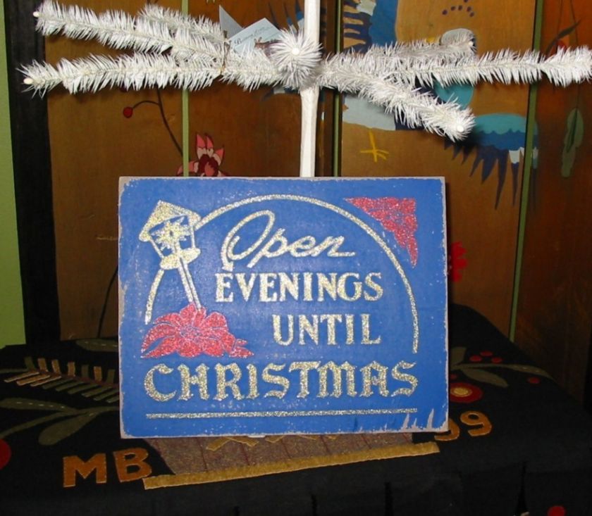 Vintage Style Christmas Department Store Sign Open Eve  