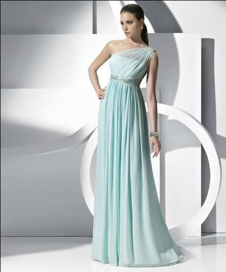 New Elegant Green One shoulder Wedding Bridal Bridesmaid Gown/Prom 