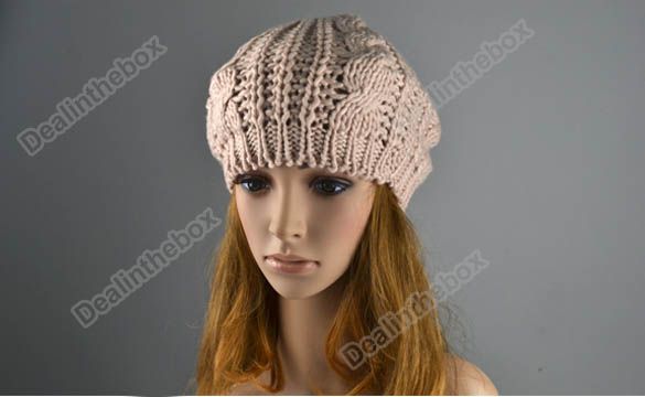   Winter Women Beret Braided Baggy Beanie Crochet Hat Ski Cap  