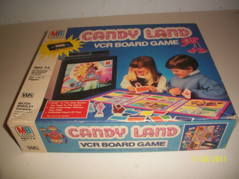 CANDY LAND VCR BOARD GAME, MILTON BRADLEY, 1986, RARE, VINTAGE,100% 