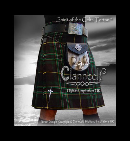 Kilt SPIRIT OF THE CELTS TARTAN© + FREE SCOTTISH PIN  