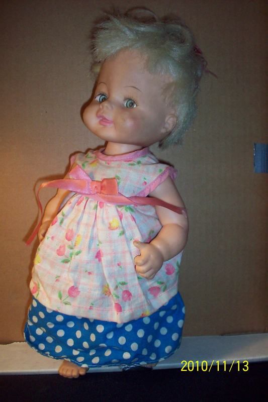 Vintage Rubber Doll W/Dress and Smock 50s 60s  