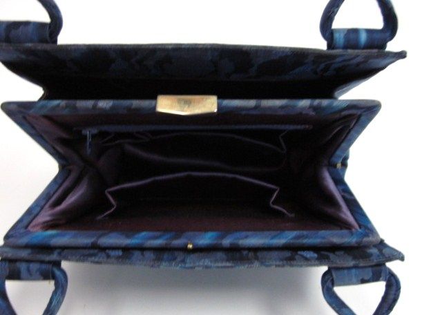 MARTIN VAN SCHAAK VNTG Blue Silk Water Small Handbag  