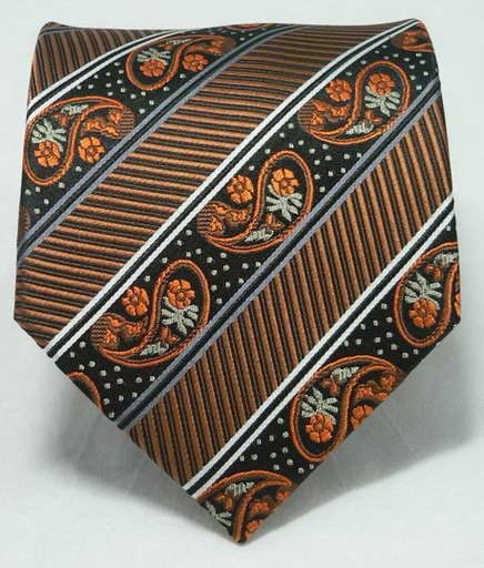 Landisun 147 Dark Brown Paisleys Mens Silk Tie Set Tie+Hanky 