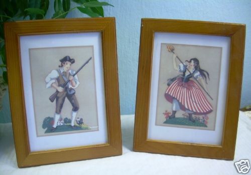 MARGO ALEXANDER 2 Americana Colonial ART FRAMED prints lovely 